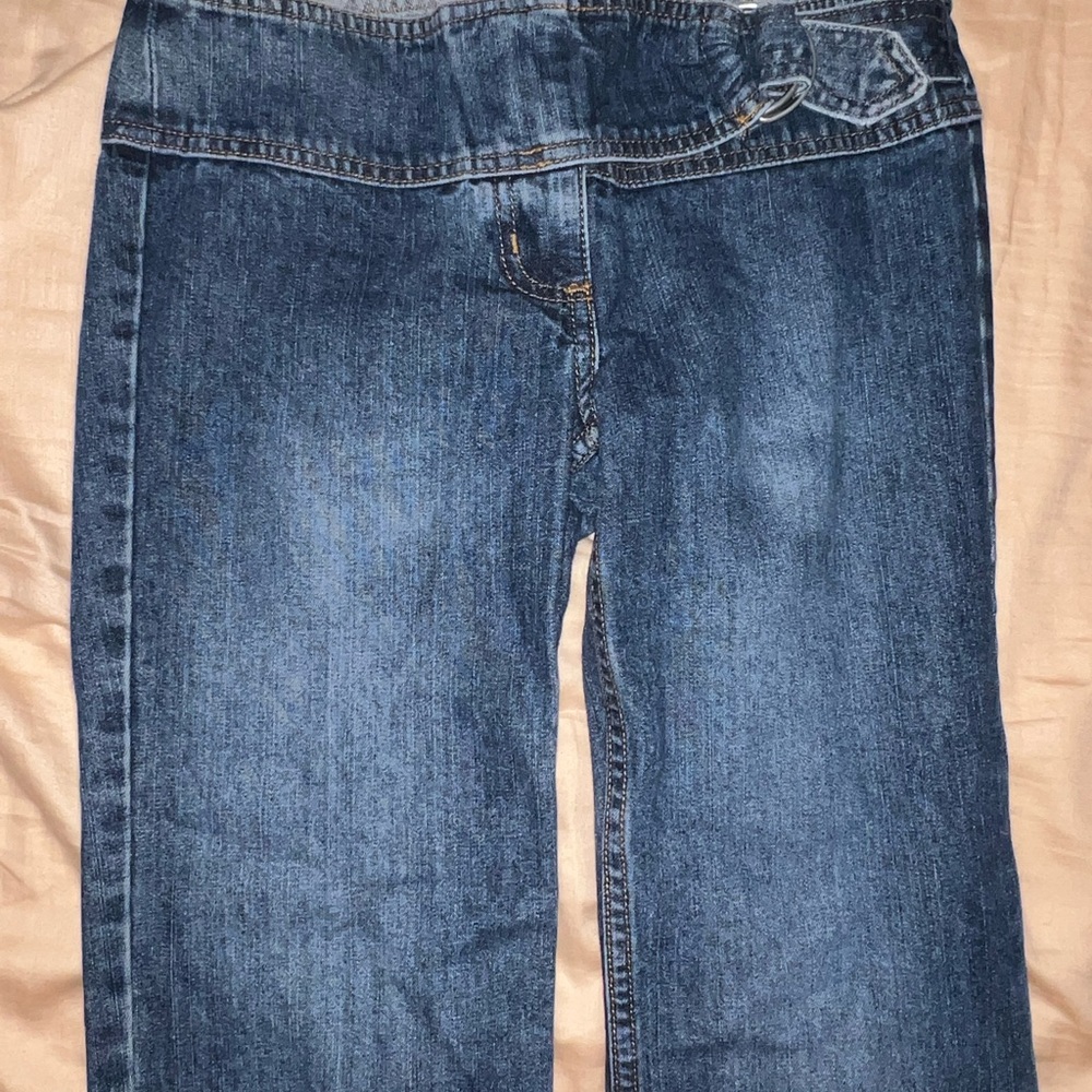 Vintage Y2K Dark Blue Bell Bottom Flare Jeans